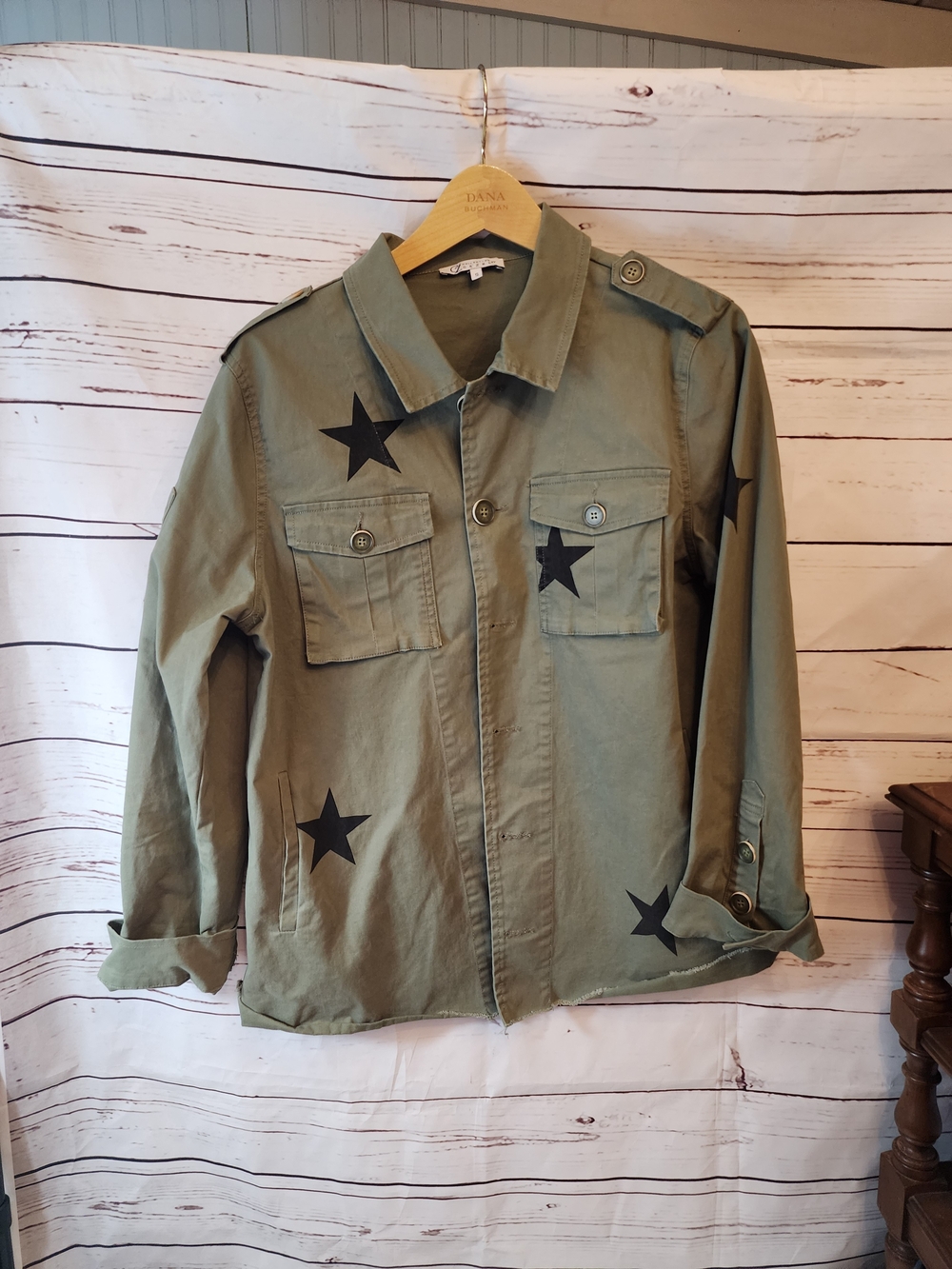 Pistola Camilo Olive Utility Shirt Jacket with Star Detail